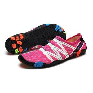 NWT Hot Pink Sporty Zig Zag Water Shoes with Hard Sole sz 10